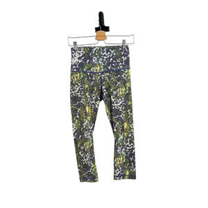 Lululemon Dancing Warrior Wunder Under‎ Crop Leggings Floral Pistachio Size 6